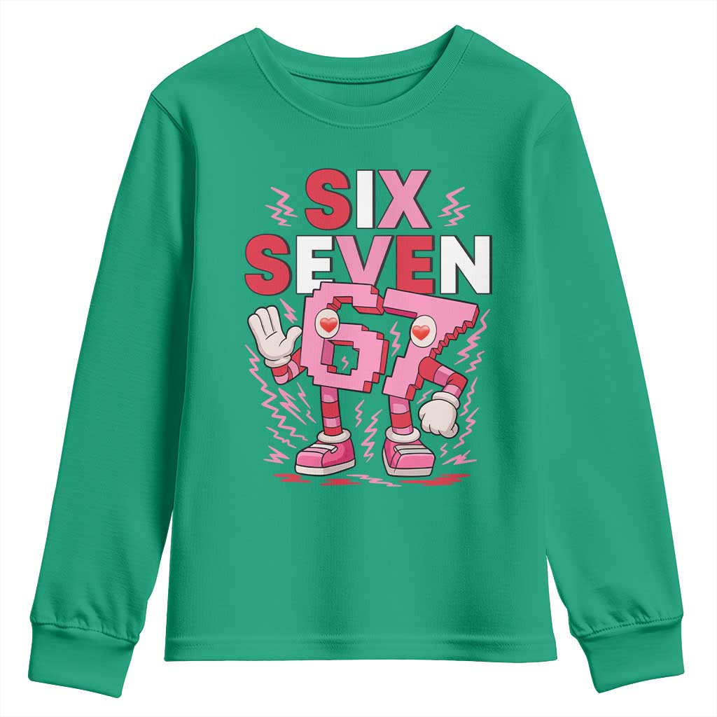 67 Valentines Youth Sweatshirt Funny Six Seven Brainrot Meme TS14 Irish Green Print Your Wear