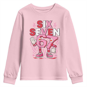 67 Valentines Youth Sweatshirt Funny Six Seven Brainrot Meme TS14 Light Pink Print Your Wear