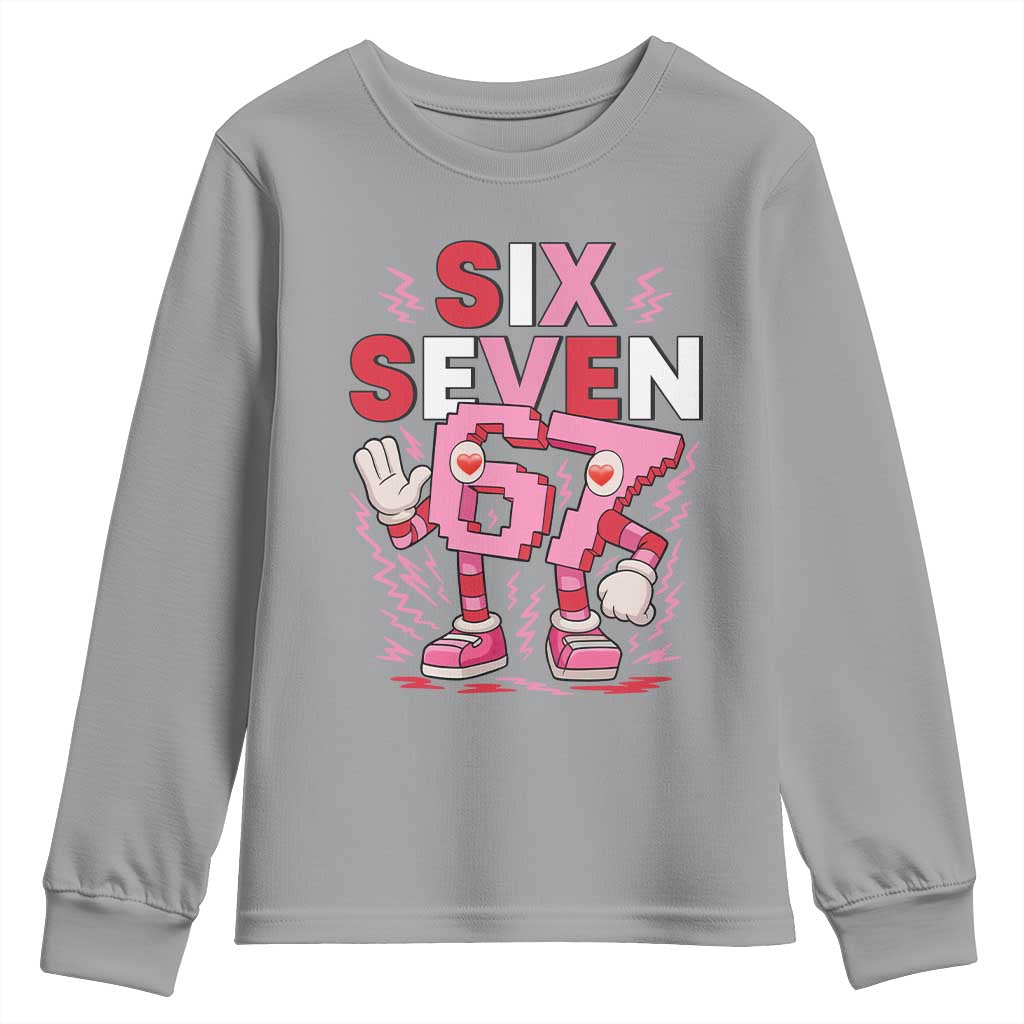 67 Valentines Youth Sweatshirt Funny Six Seven Brainrot Meme TS14 Sport Gray Print Your Wear