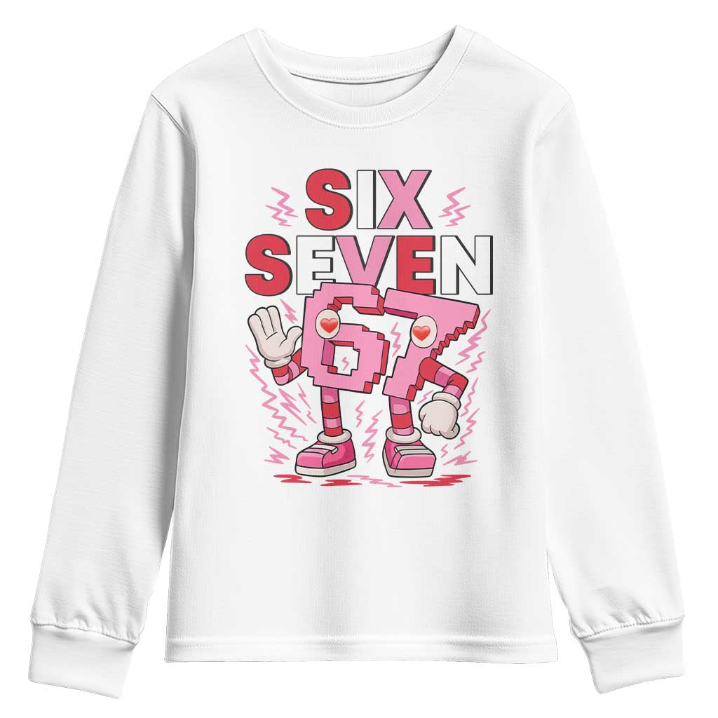 67 Valentines Youth Sweatshirt Funny Six Seven Brainrot Meme TS14 White Print Your Wear