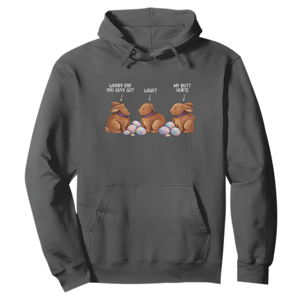 Funny Easter Bunny Hoodie Where Did You Guys Go Chocolate TS14 Dark Heather Print Your Wear