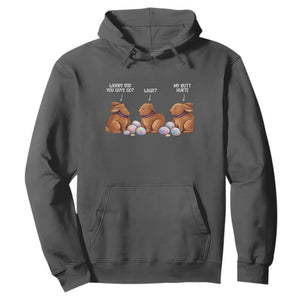 Funny Easter Bunny Hoodie Where Did You Guys Go Chocolate TS14 Dark Heather Print Your Wear