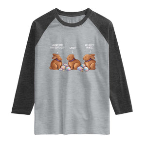 Funny Easter Bunny Raglan Shirt Where Did You Guys Go Chocolate TS14 Heather Gray Heather Charcoal Print Your Wear