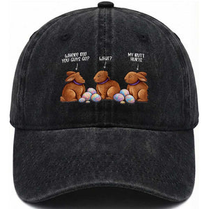 Funny Easter Bunny Washed Cotton Baseball Cap Where Did You Guys Go Chocolate TS14 Washed Cap Universal Fit Black Print Your Wear