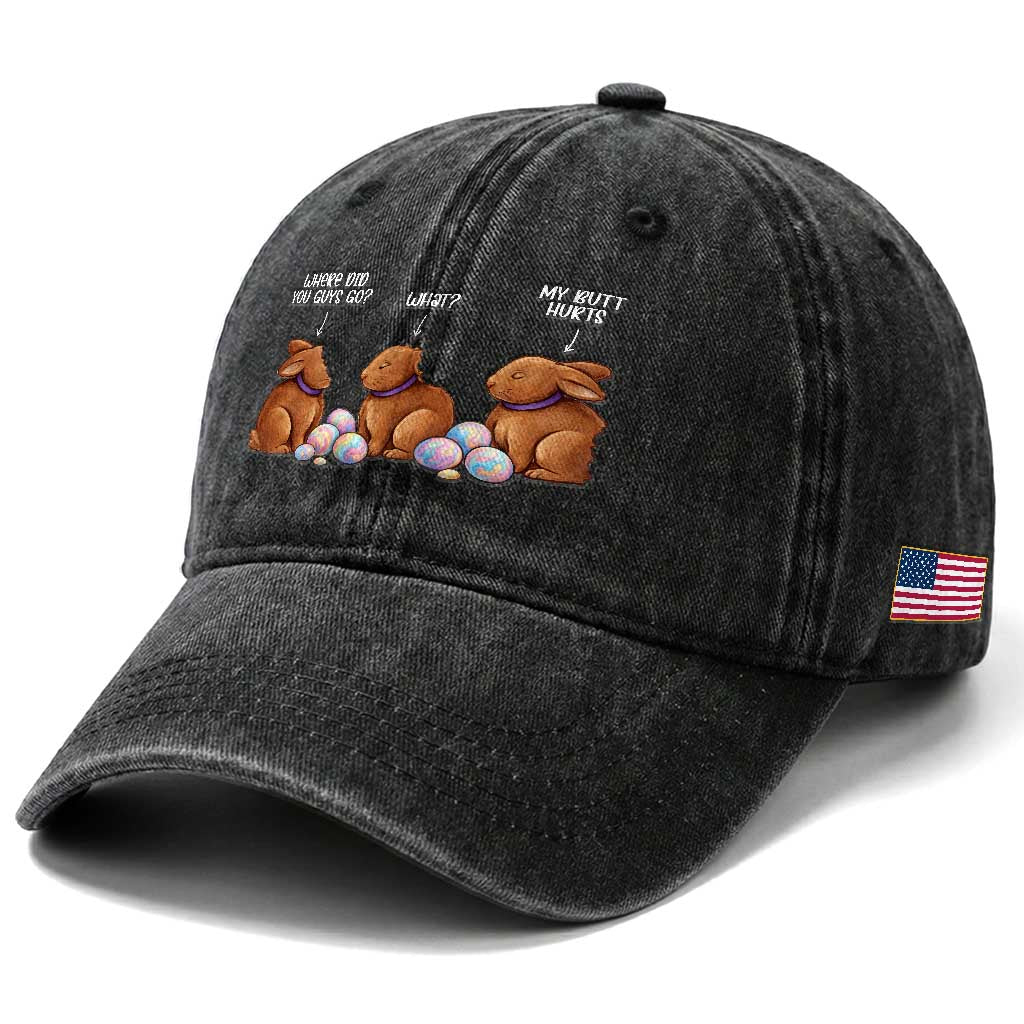 Funny Easter Bunny Washed Cotton Baseball Cap Where Did You Guys Go Chocolate TS14 Print Your Wear