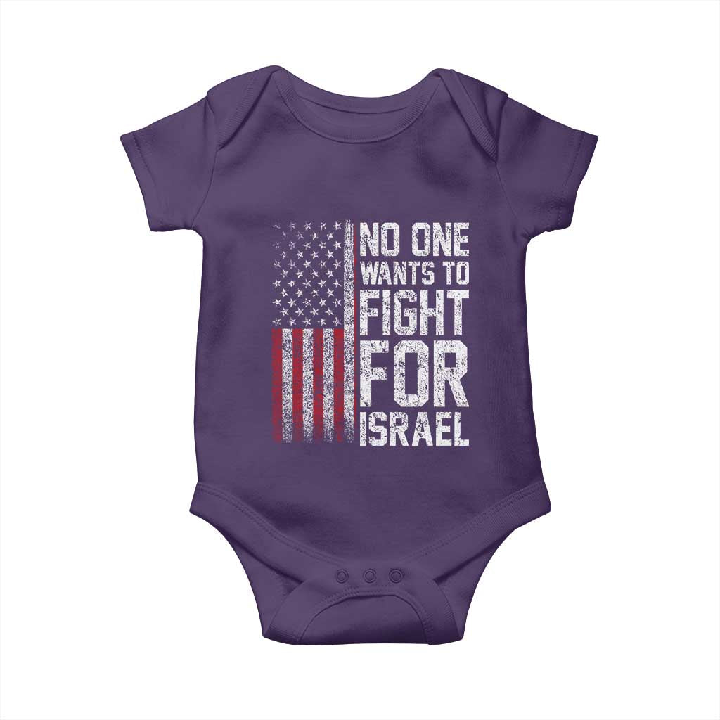 No One Wants To Fight For Israel Baby Onesie Vintage American Flag Anti War Freedom First TS14 Purple Print Your Wear