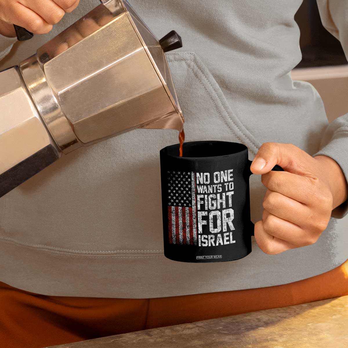 No One Wants To Fight For Israel Coffee Mug Vintage American Flag Anti War Freedom First TS14 Print Your Wear