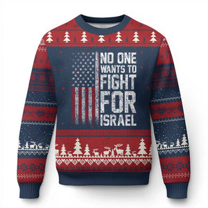 No One Wants To Fight For Israel Ugly Christmas Sweater Vintage American Flag Anti War Freedom First TS14 Navy Red Print Your Wear