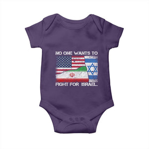 No One Wants To Fight For Israel Baby Onesie Marine Veteran Freedom Statement TS14 Purple Print Your Wear