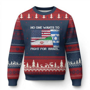 No One Wants To Fight For Israel Ugly Christmas Sweater Marine Veteran Freedom Statement TS14 Navy Red Print Your Wear