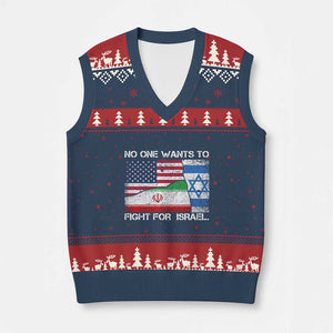 No One Wants To Fight For Israel V-Neck Knit Sweater Vest Marine Veteran Freedom Statement TS14 Navy Red Print Your Wear