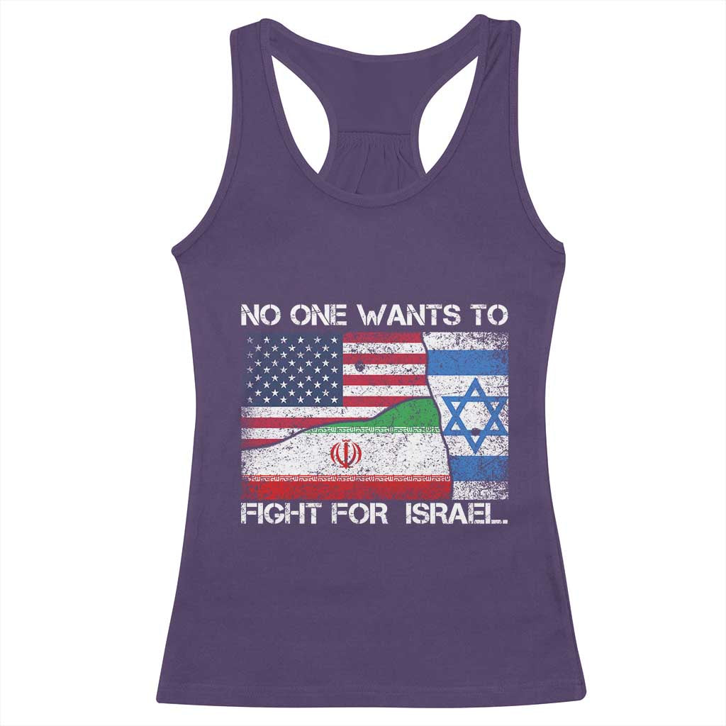 No One Wants To Fight For Israel Racerback Tank Top Marine Veteran Freedom Statement TS14 Purple Print Your Wear