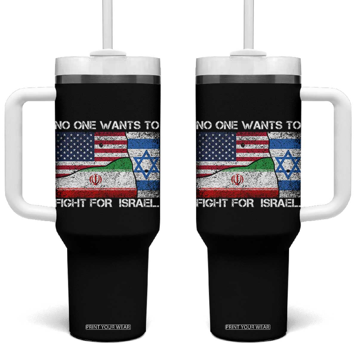 No One Wants To Fight For Israel Tumbler With Handle Marine Veteran Freedom Statement TS14 One Size: 40 oz Black Print Your Wear