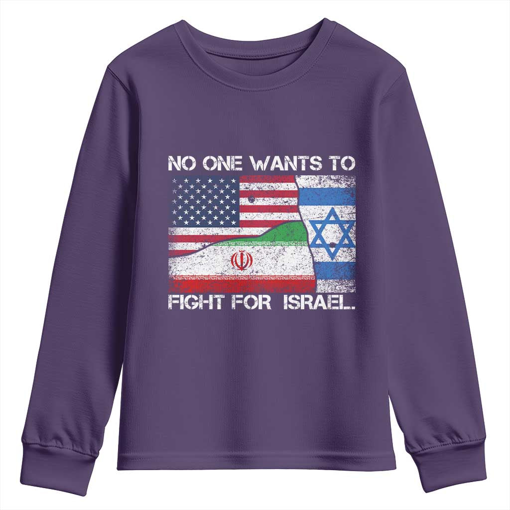 No One Wants To Fight For Israel Youth Sweatshirt Marine Veteran Freedom Statement TS14 Purple Print Your Wear