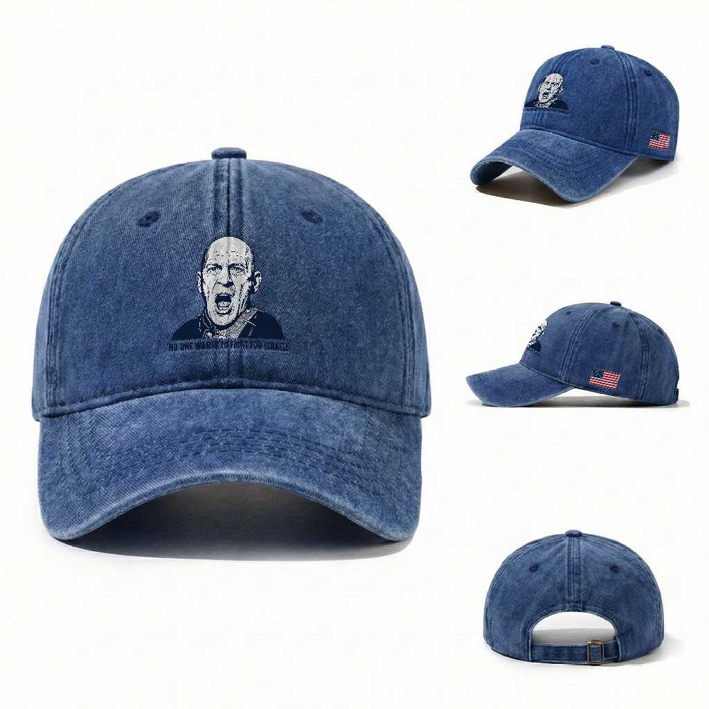 No One Wants To Fight For Israel Washed Cotton Baseball Cap Marine Veteran America First Anti War TS14 Washed Cap Universal Fit Royal Blue Print Your Wear