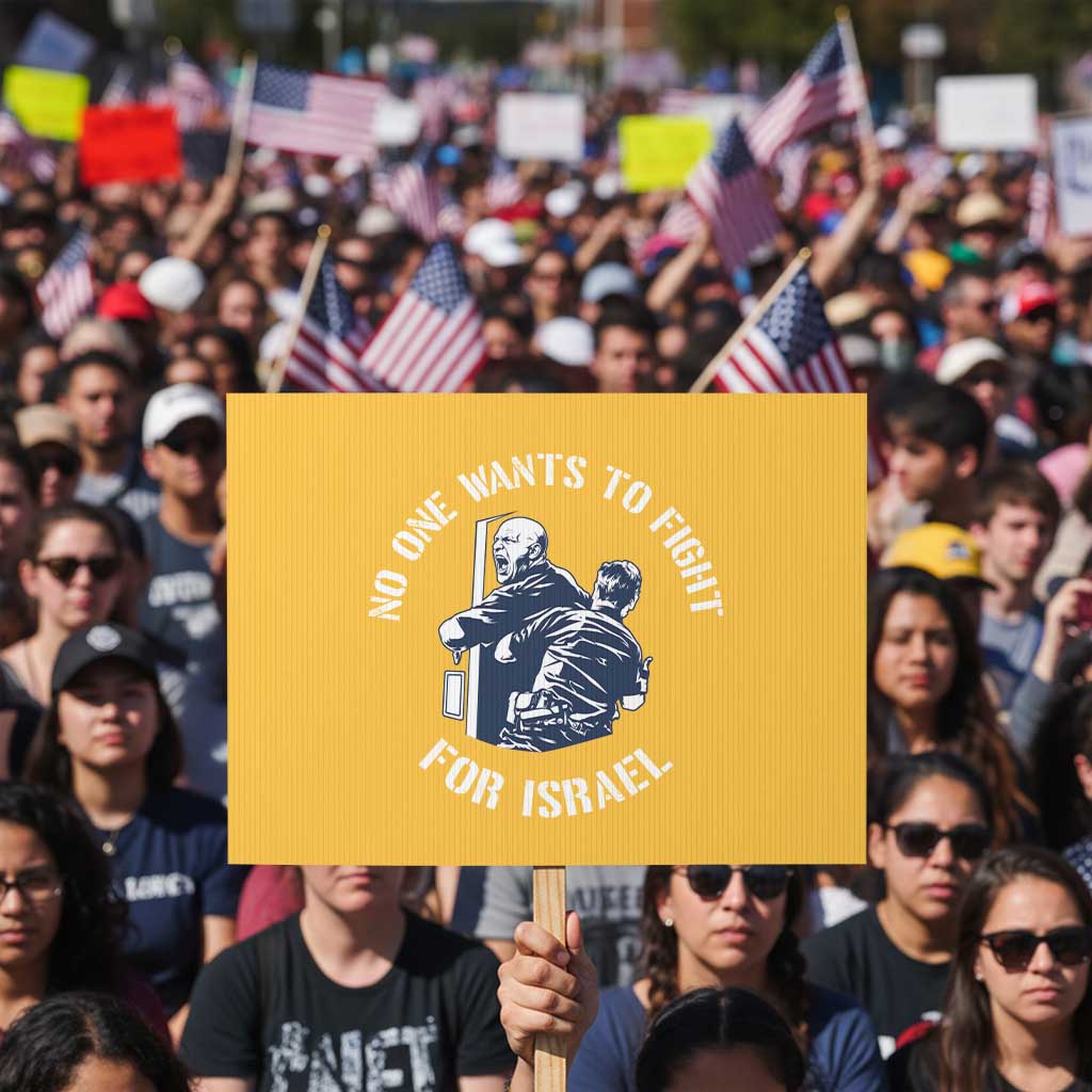 No One Wants To Fight For Israel Protest Sign Marine Veteran Anti War America First Statement TS14 Horizontal 18