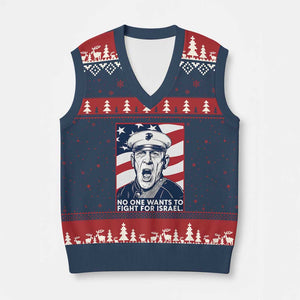 No One Wants To Fight For Israel V-Neck Knit Sweater Vest US Marine Veteran Anti War TS14 Navy Red Print Your Wear