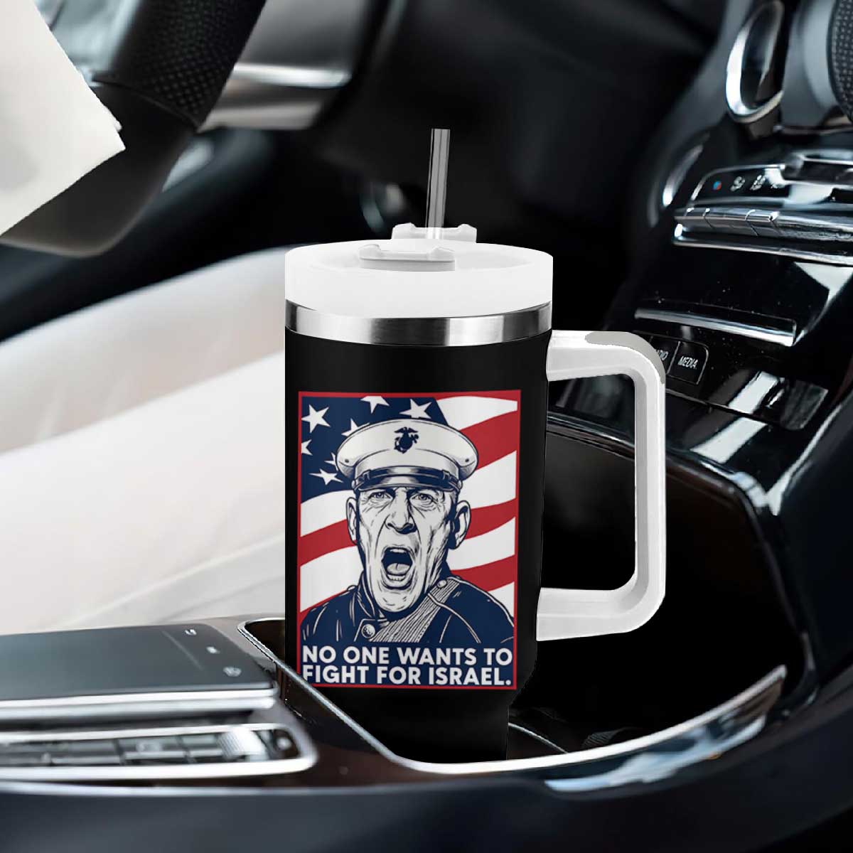 No One Wants To Fight For Israel Tumbler With Handle US Marine Veteran Anti War TS14 Print Your Wear