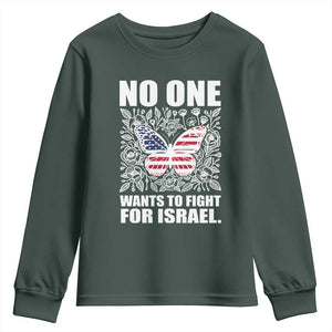 No One Wants To Fight For Israel Youth Sweatshirt America First Anti War TS14 Dark Forest Green Print Your Wear