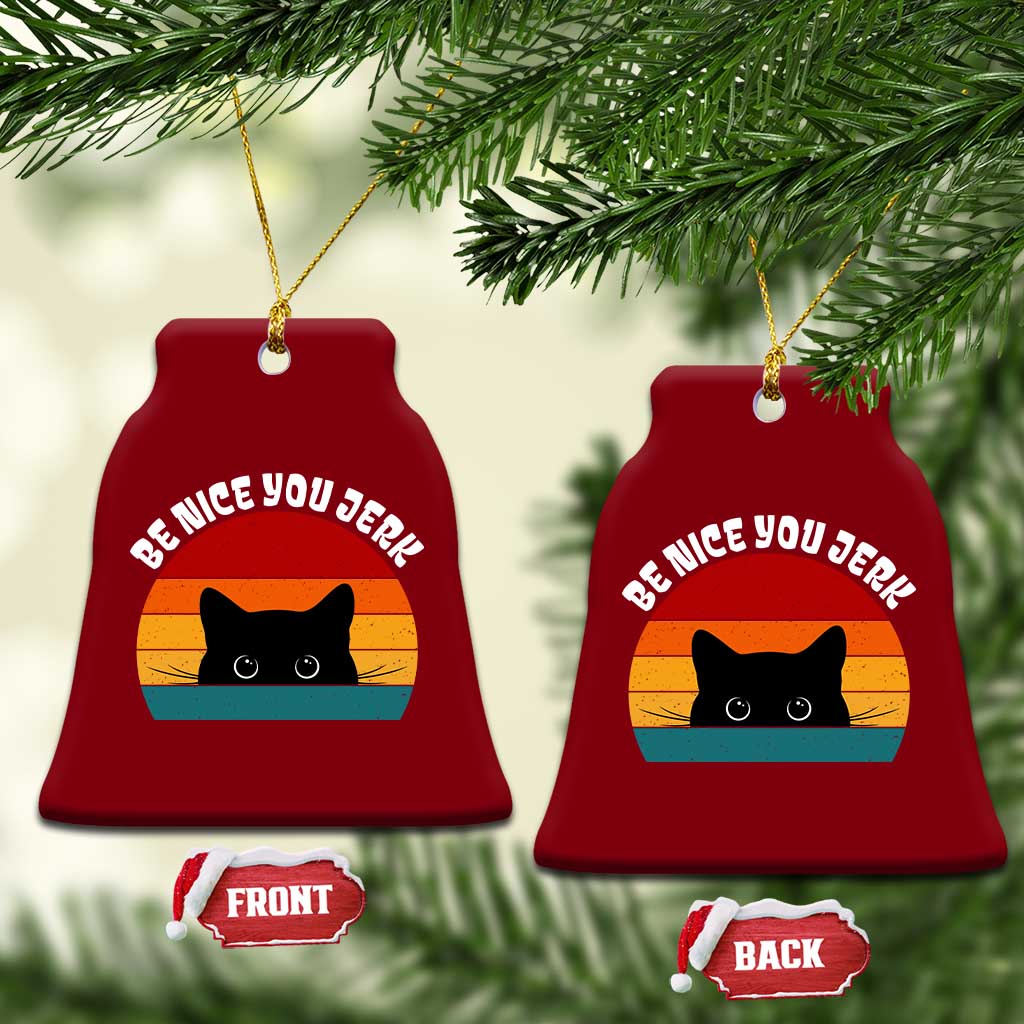Be Nice You Jerk Ceramic Ornament Funny Cat Sarcastic Quote TS14 Print Your Wear