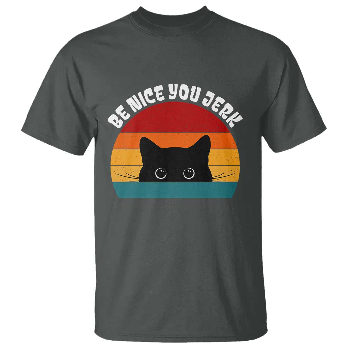 Be Nice You Jerk T Shirt Funny Cat Sarcastic Quote TS14 Dark Heather Print Your Wear
