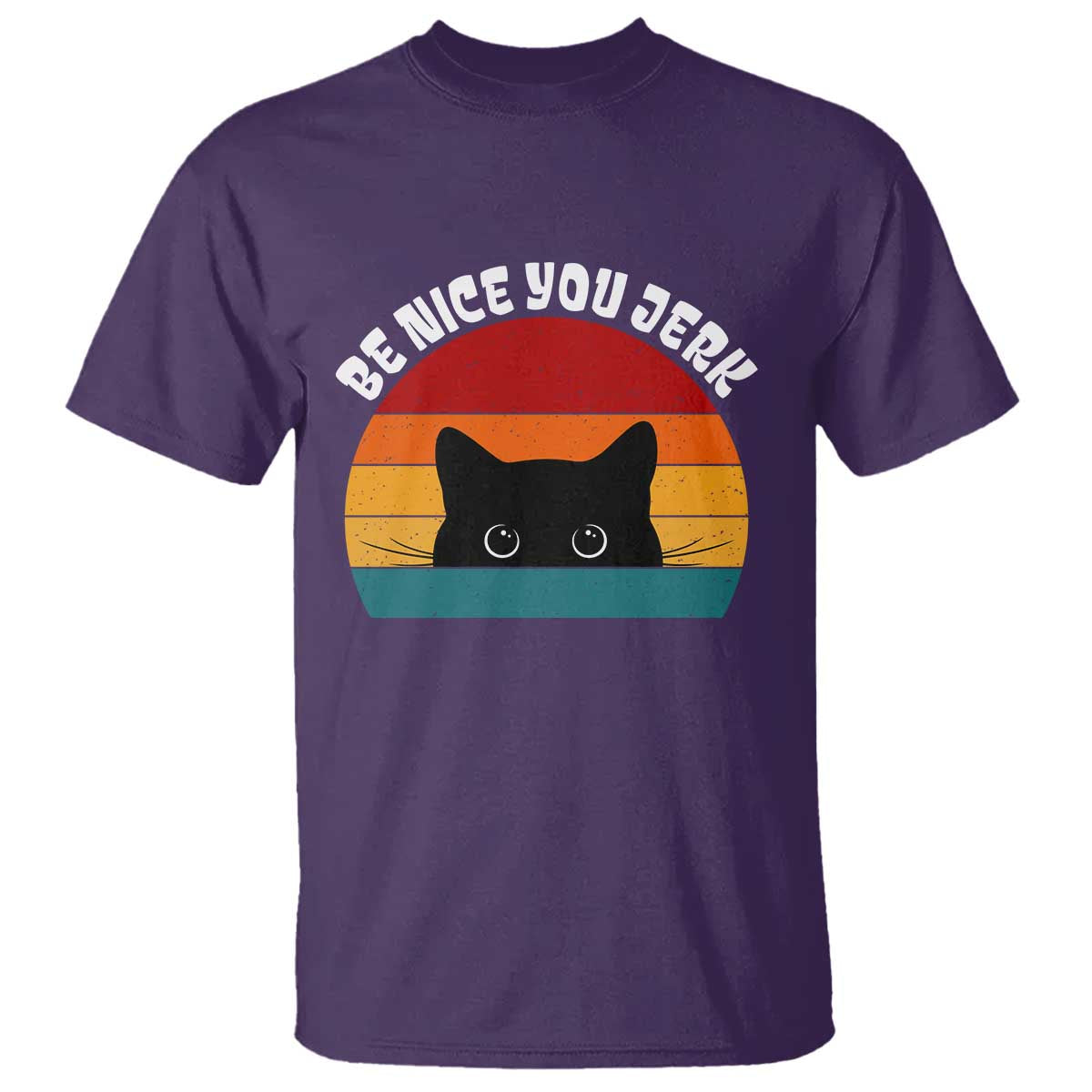 Be Nice You Jerk T Shirt Funny Cat Sarcastic Quote TS14 Purple Print Your Wear