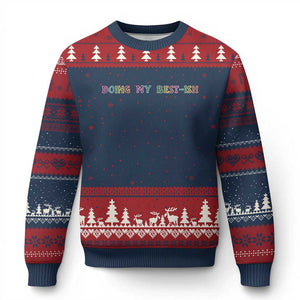 Doing My Best-ish Ugly Christmas Sweater Funny Sarcastic Life Joke TS14 Navy Red Print Your Wear