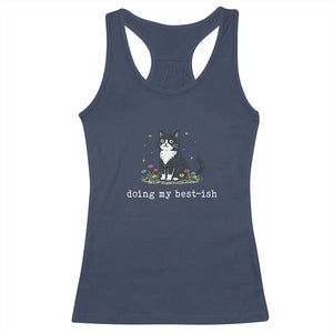 Doing My Best-ish Racerback Tank Top Funny Cat Sarcastic Joke TS14 Navy Print Your Wear