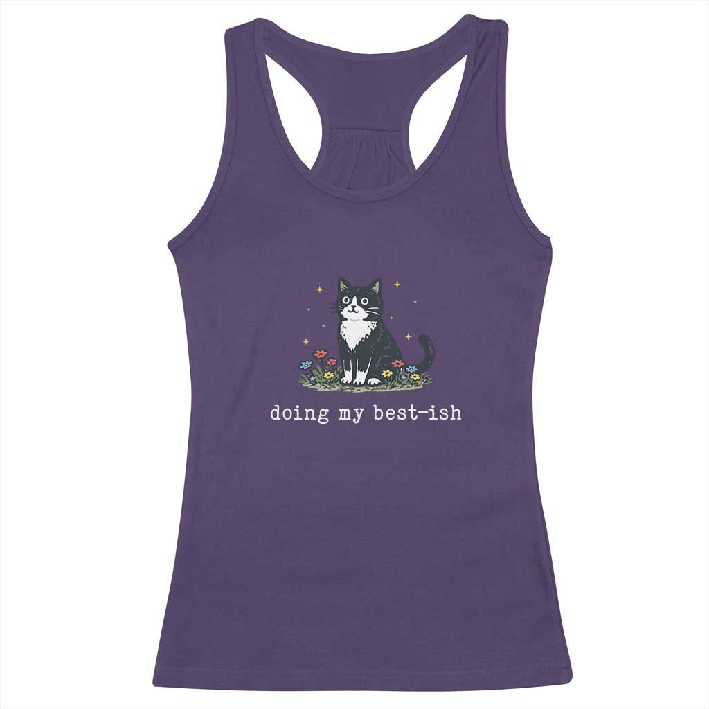 Doing My Best-ish Racerback Tank Top Funny Cat Sarcastic Joke TS14 Purple Print Your Wear