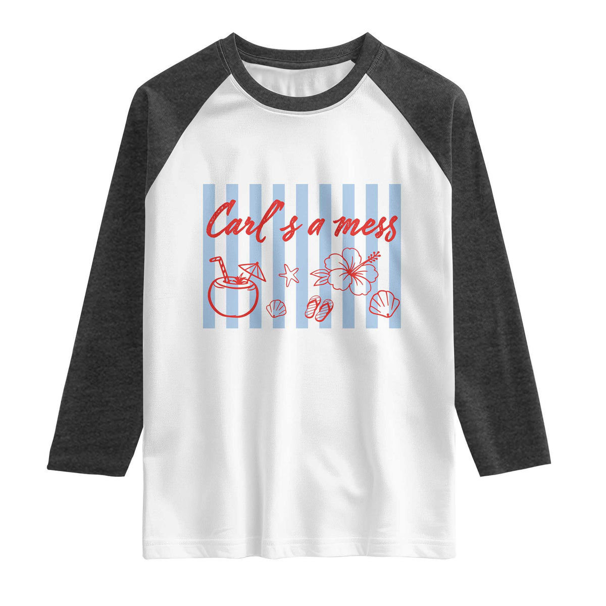 Carl's a Mess Raglan Shirt Viral Sarcastic Reality TV TS14 White Heather Charcoal Print Your Wear
