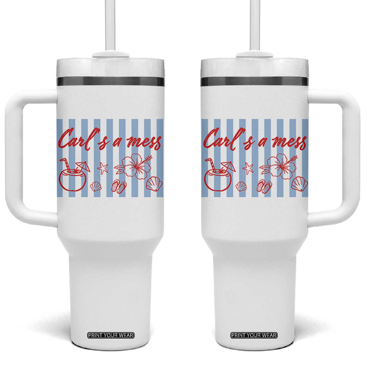 Carl's a Mess Tumbler With Handle Viral Sarcastic Reality TV TS14 One Size: 40 oz White Print Your Wear
