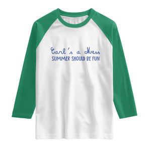 Summer Should be Fun Raglan Shirt Funny Reality TV Carl's a Mess Meme TS14 White Kelly Green Print Your Wear