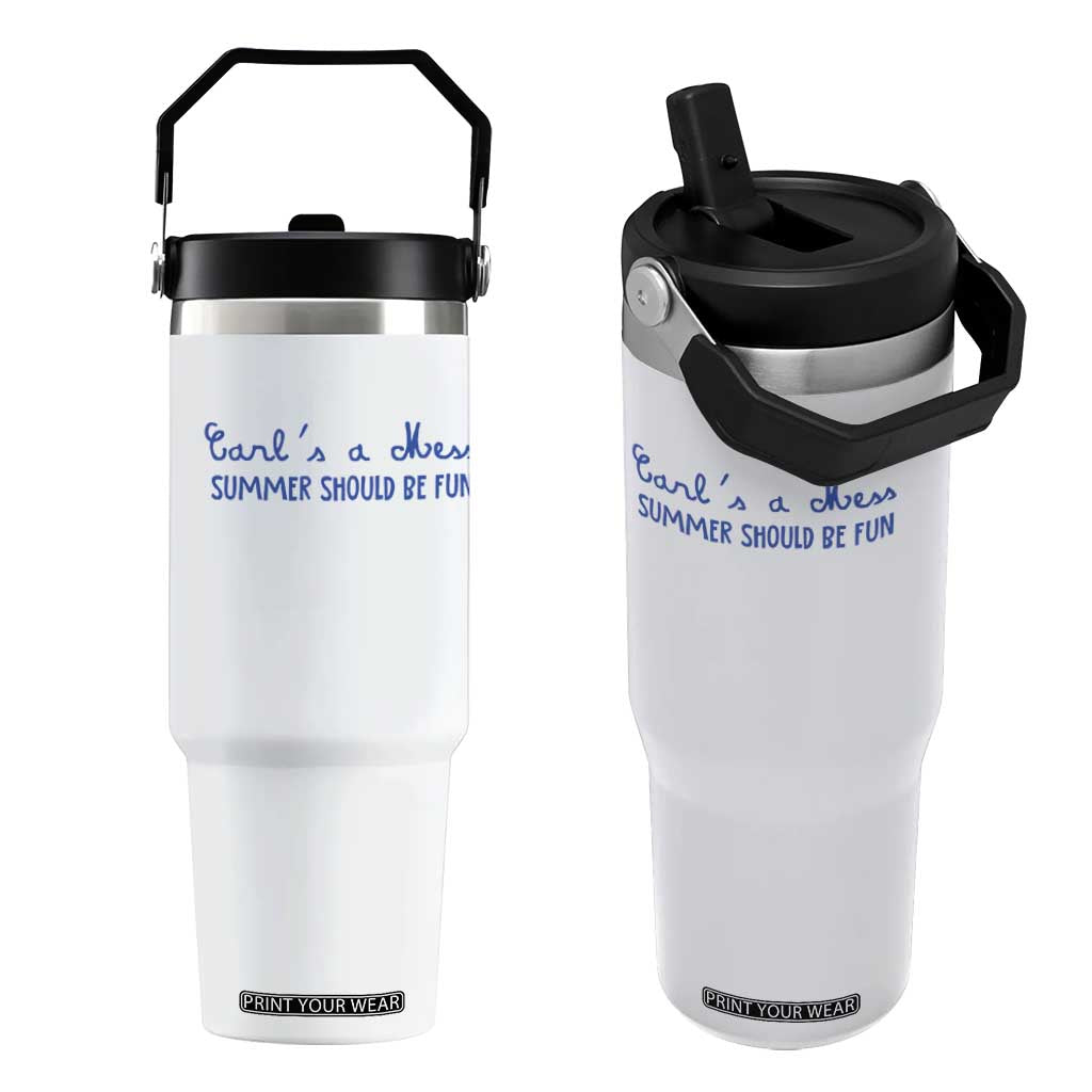Summer Should be Fun Flip Straw Tumbler Funny Reality TV Carl's a Mess Meme TS14 One Size: 30 oz White Print Your Wear
