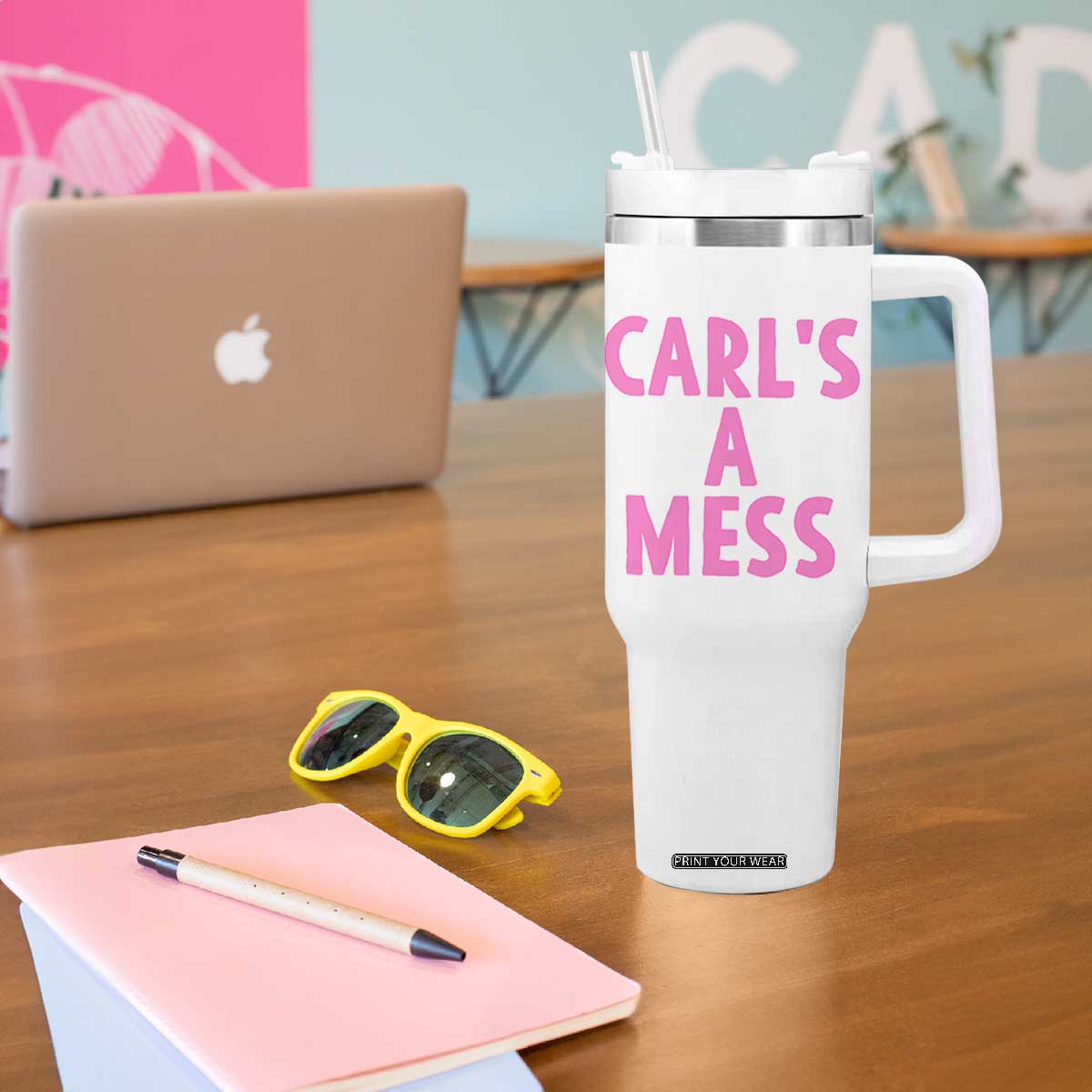 Carl's a Mess Tumbler With Handle Viral Reality TV Quote Meme TS14 Print Your Wear