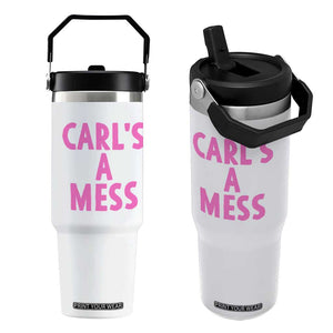 Carl's a Mess Flip Straw Tumbler Viral Reality TV Quote Meme TS14 One Size: 30 oz White Print Your Wear