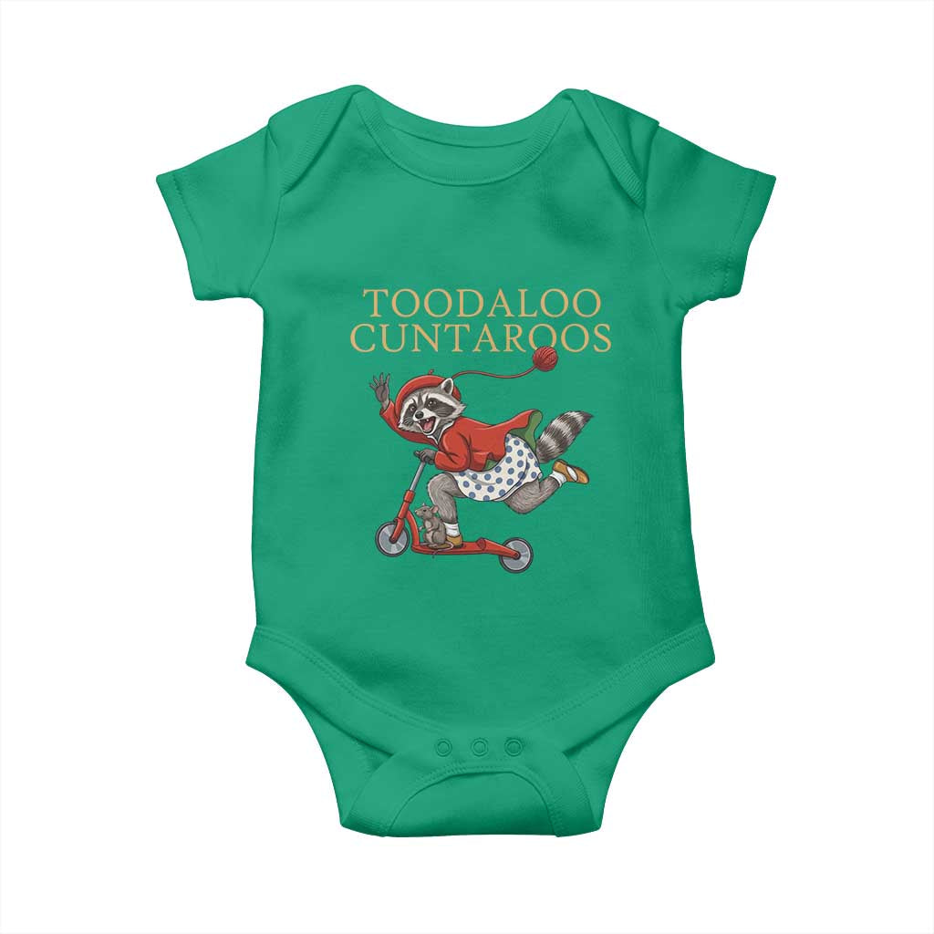 Toodaloo Cuntaroos Baby Onesie Funny Sarcastic Raccoon Inappropriate Meme TS14 Irish Green Print Your Wear