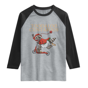 Toodaloo Cuntaroos Raglan Shirt Funny Sarcastic Raccoon Inappropriate Meme TS14 Heather Gray Black Print Your Wear