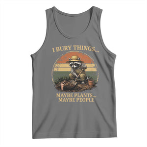 I Bury Things Maybe Plants Maybe People Tank Top Funny Gardening Raccoon Meme TS14 Black Heather Print Your Wear