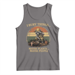 I Bury Things Maybe Plants Maybe People Tank Top Funny Gardening Raccoon Meme TS14 Deep Heather Print Your Wear