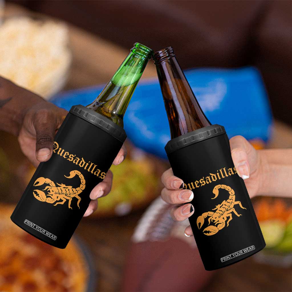Quesadillas Scorpion 4 in 1 Can Cooler Tumbler Burnt Orange Southwestern TS14 Print Your Wear
