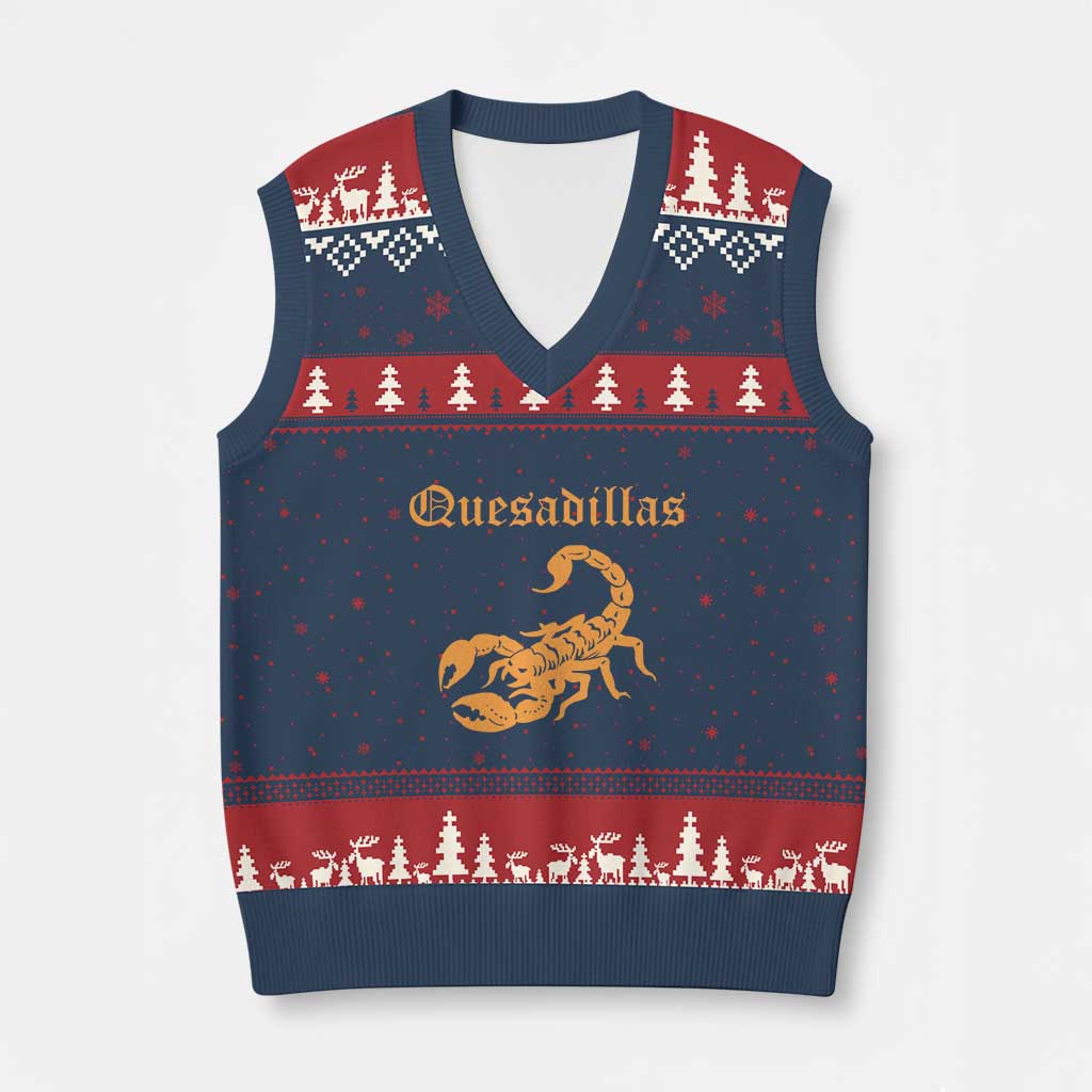 Quesadillas Scorpion V-Neck Knit Sweater Vest Burnt Orange Southwestern TS14 Navy Red Print Your Wear