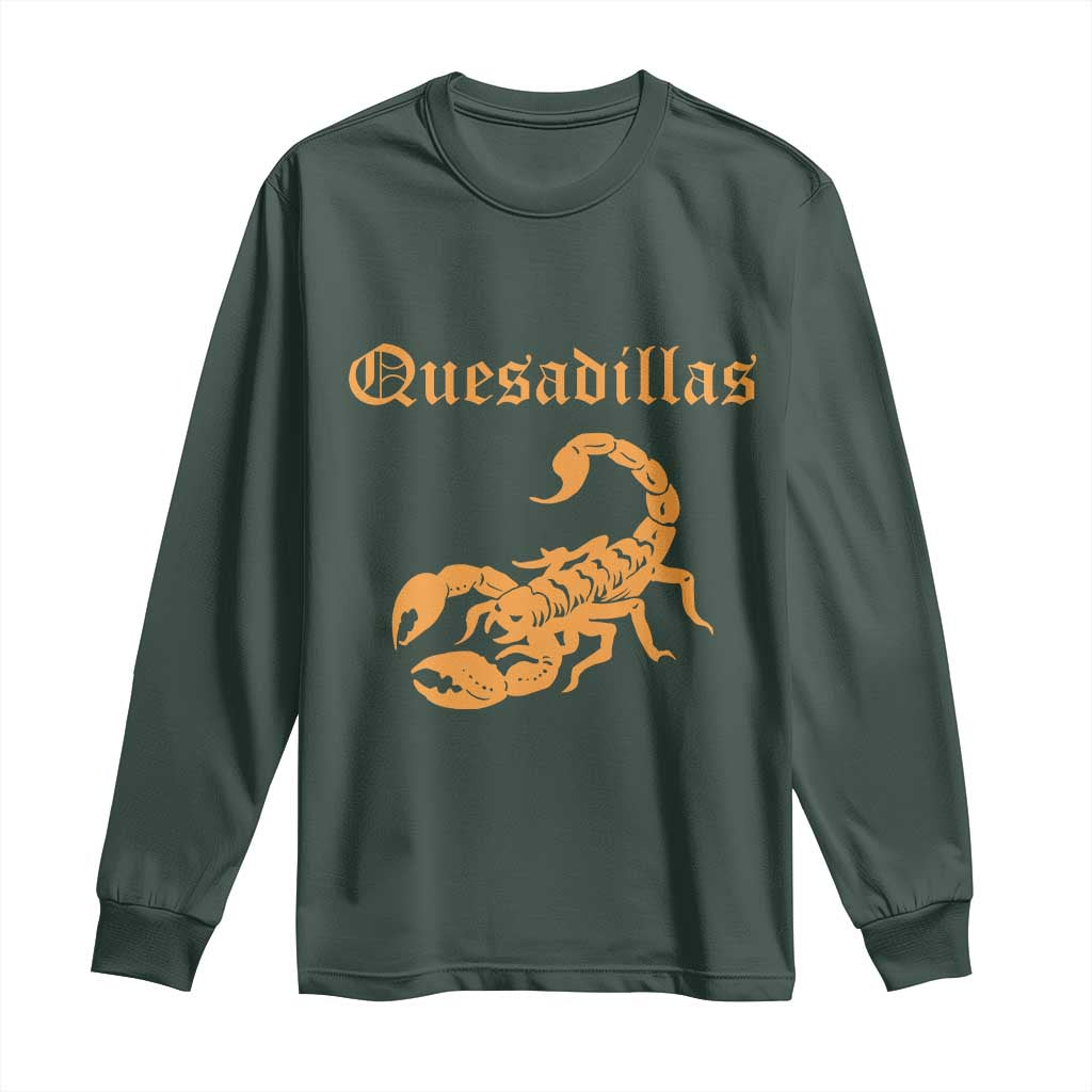 Quesadillas Scorpion Long Sleeve Shirt Burnt Orange Southwestern TS14 Dark Forest Green Print Your Wear