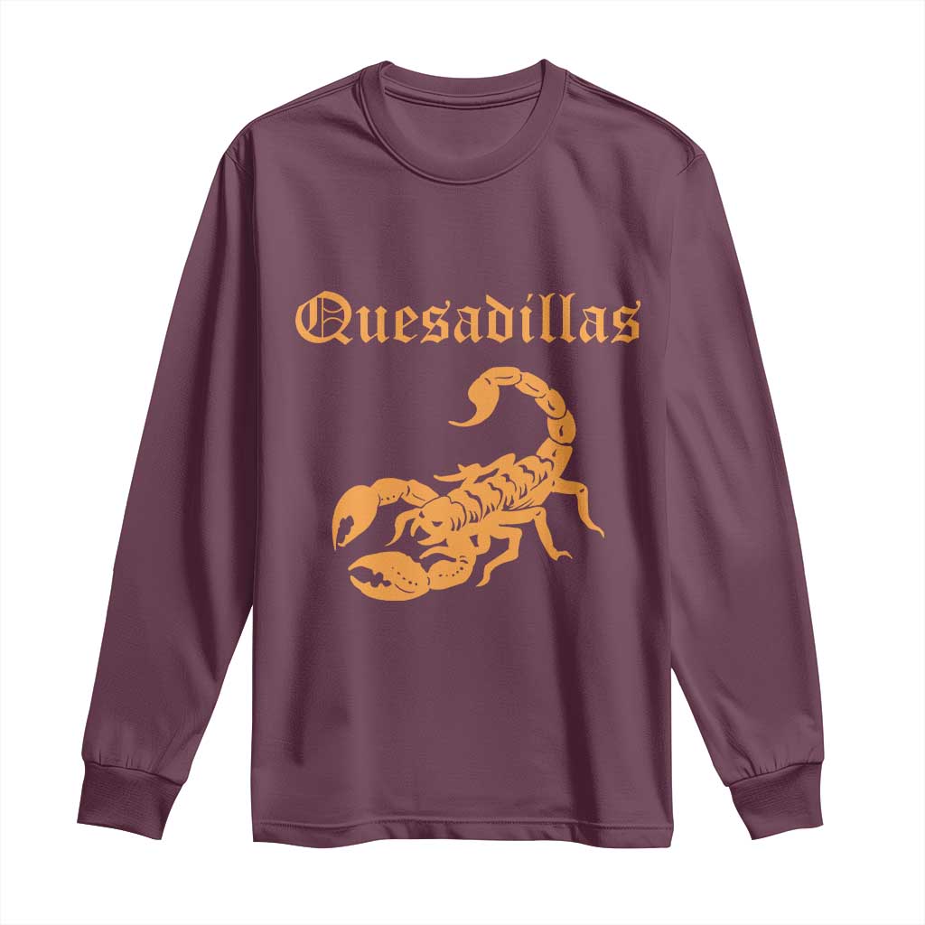 Quesadillas Scorpion Long Sleeve Shirt Burnt Orange Southwestern TS14 Maroon Print Your Wear