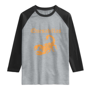 Quesadillas Scorpion Raglan Shirt Burnt Orange Southwestern TS14 Heather Gray Black Print Your Wear