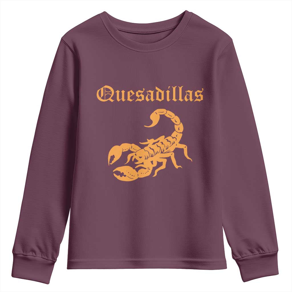 Quesadillas Scorpion Youth Sweatshirt Burnt Orange Southwestern TS14 Maroon Print Your Wear