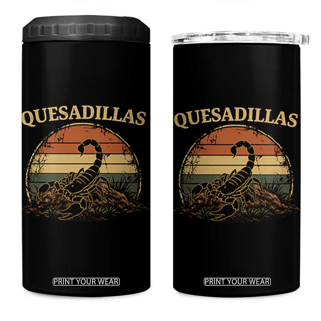 Quesadillas Scorpion 4 in 1 Can Cooler Tumbler Southwestern Desert Food TS14 One Size: 16 oz Black Print Your Wear