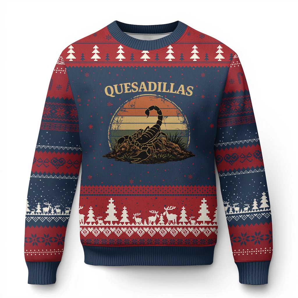 Quesadillas Scorpion Ugly Christmas Sweater Southwestern Desert Food TS14 Navy Red Print Your Wear