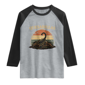 Quesadillas Scorpion Raglan Shirt Southwestern Desert Food TS14 Heather Gray Black Print Your Wear