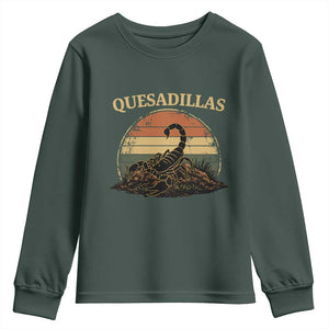 Quesadillas Scorpion Youth Sweatshirt Southwestern Desert Food TS14 Dark Forest Green Print Your Wear