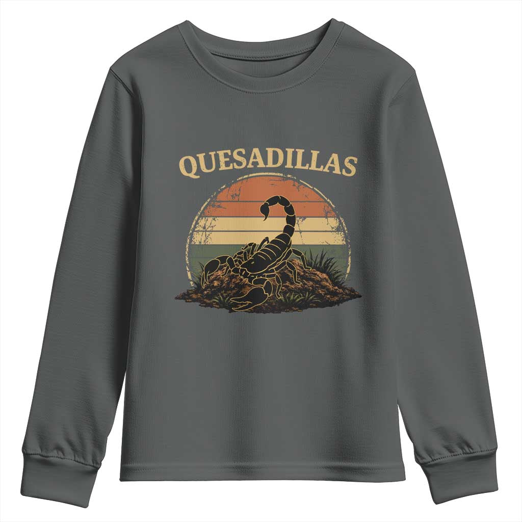 Quesadillas Scorpion Youth Sweatshirt Southwestern Desert Food TS14 Dark Heather Print Your Wear